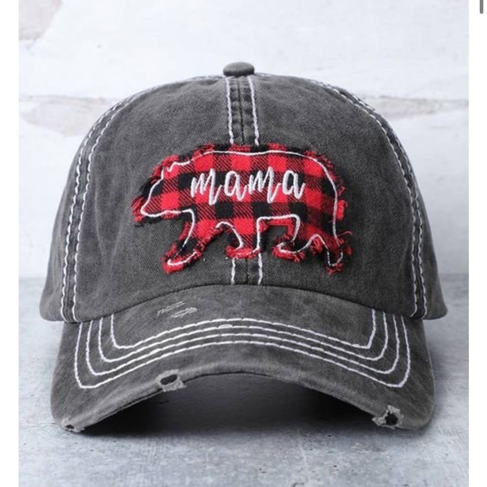 Buffalo Plaid "Mama Bear" Thick
Stitch Baseball Cap